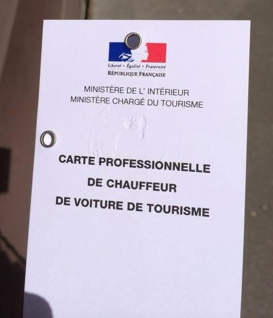 Carte profession de chauffeur vtc